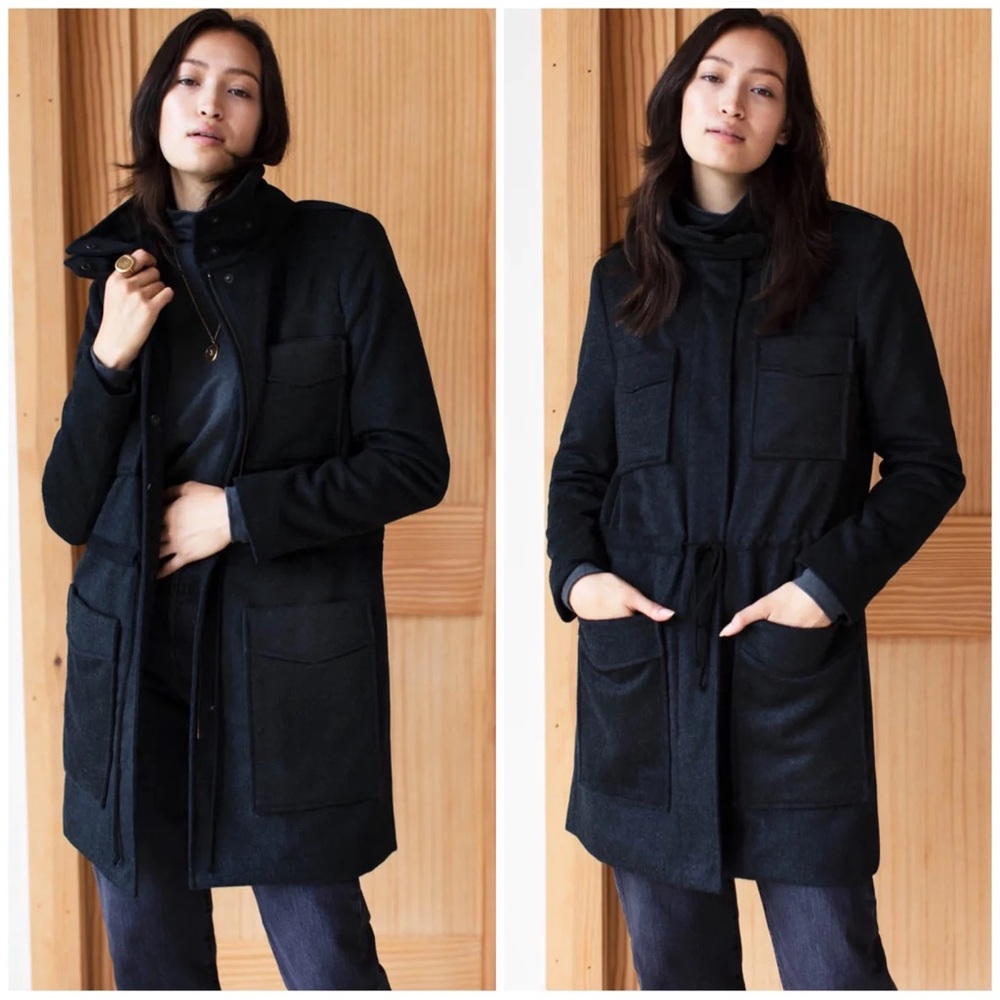 EMERSON FRY Army Coat - Charcoal Wool Cashmere - Picture 3 of 11